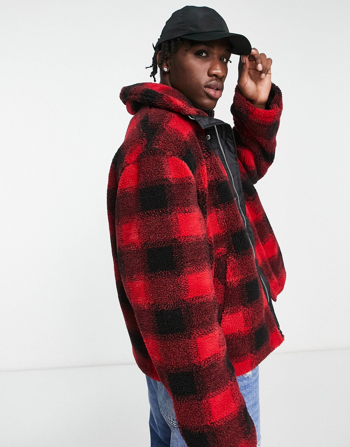 

Пуховик в красную клетку ASOS DESIGN, Коричневый