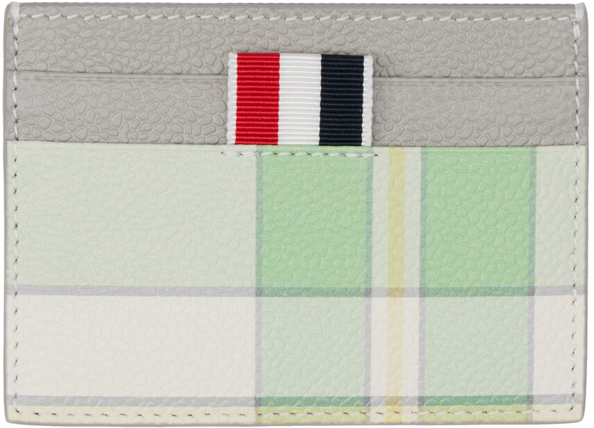 

Зеленая и серая визитница Madras с 4 полосками Thom Browne