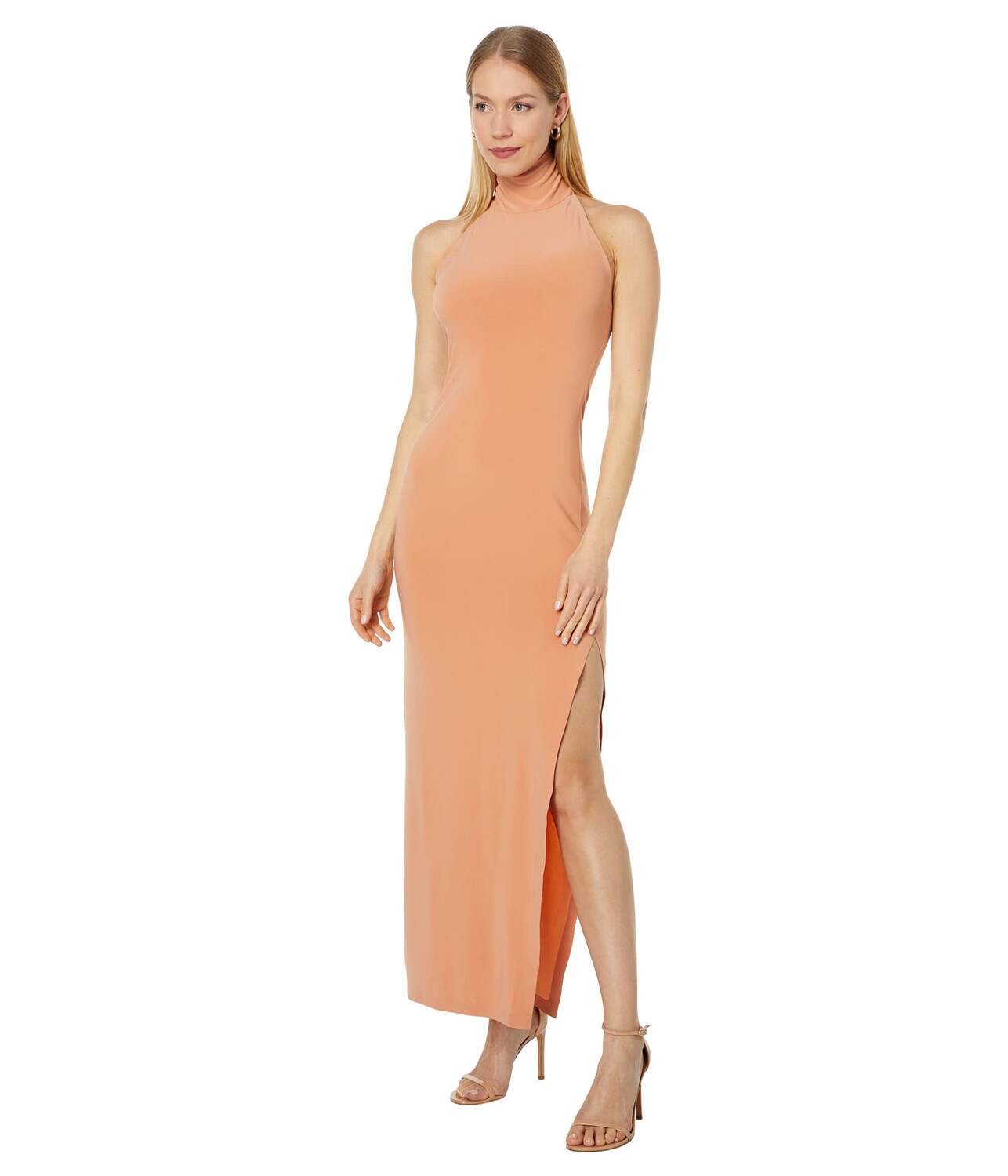 

Платье Norma Kamali, Halter Turtle Side Slit Gown