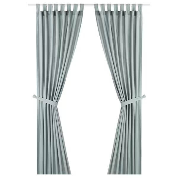

Шторы с подхватами Ikea Lenda, 140х250 см, 2 штуки, серо-бирюзовый
