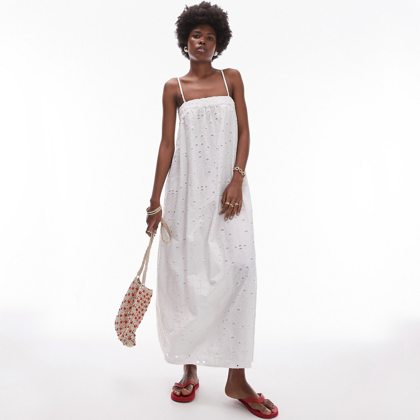 Платье Topshop Strapless Midi With Embroidery, серовато-белый
