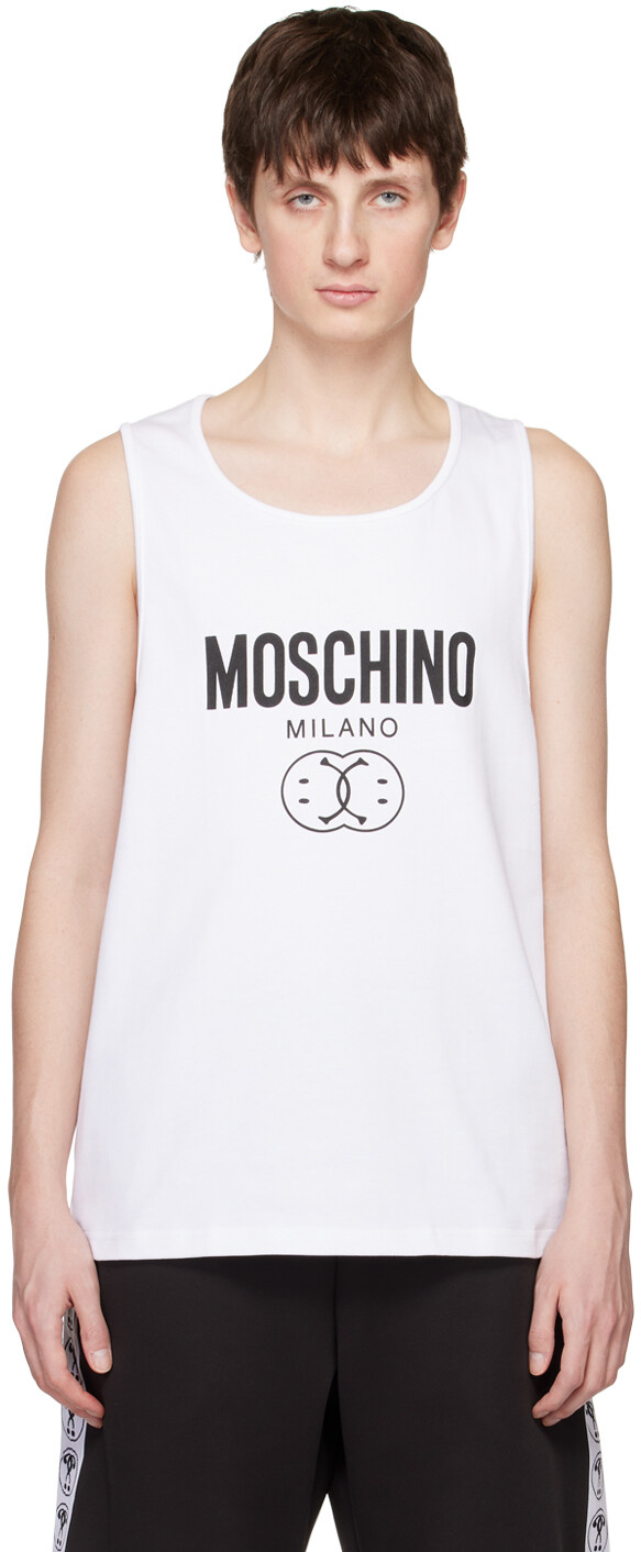 

Белая майка с двойным смайликом Moschino