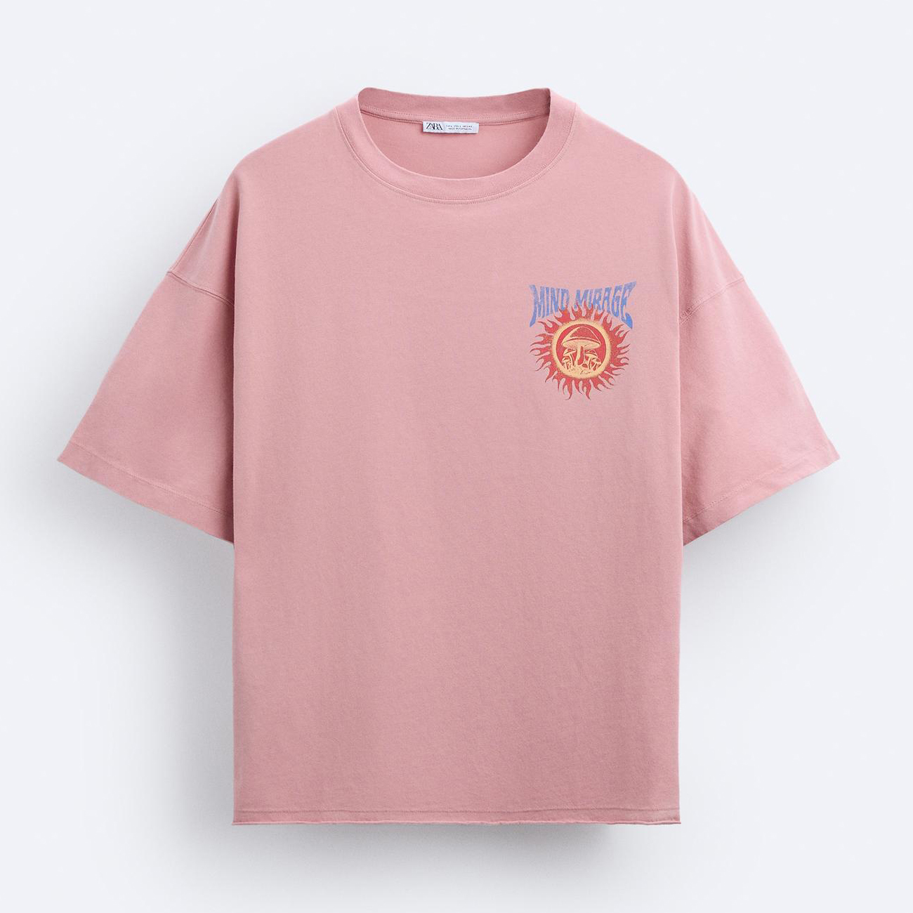 Футболка Zara Faded Print, розовый футболка zara faded with contrast print белый