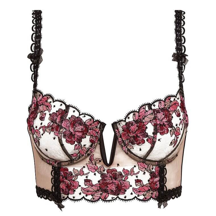 

Бюстье For Love & Lemons Juliet Embroidered, черный/красный