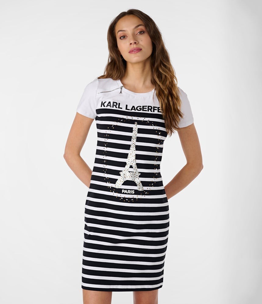 

Платье-футболка с молниями и полосками Karl Lagerfeld, белый