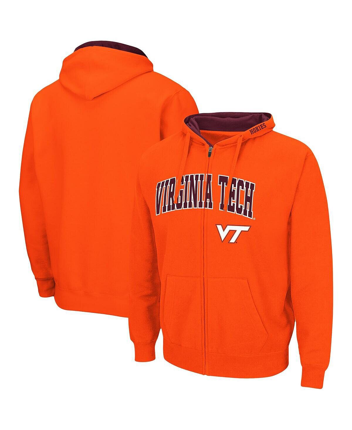 

Мужская оранжевая худи virginia tech hokies arch & logo 3.0 с молнией во всю длину Colosseum
