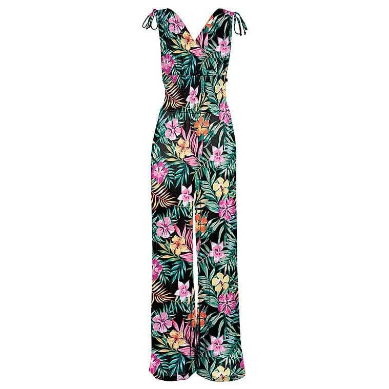 

Комбинезон Lascana Tie-Shoulder, черный/мультиколор