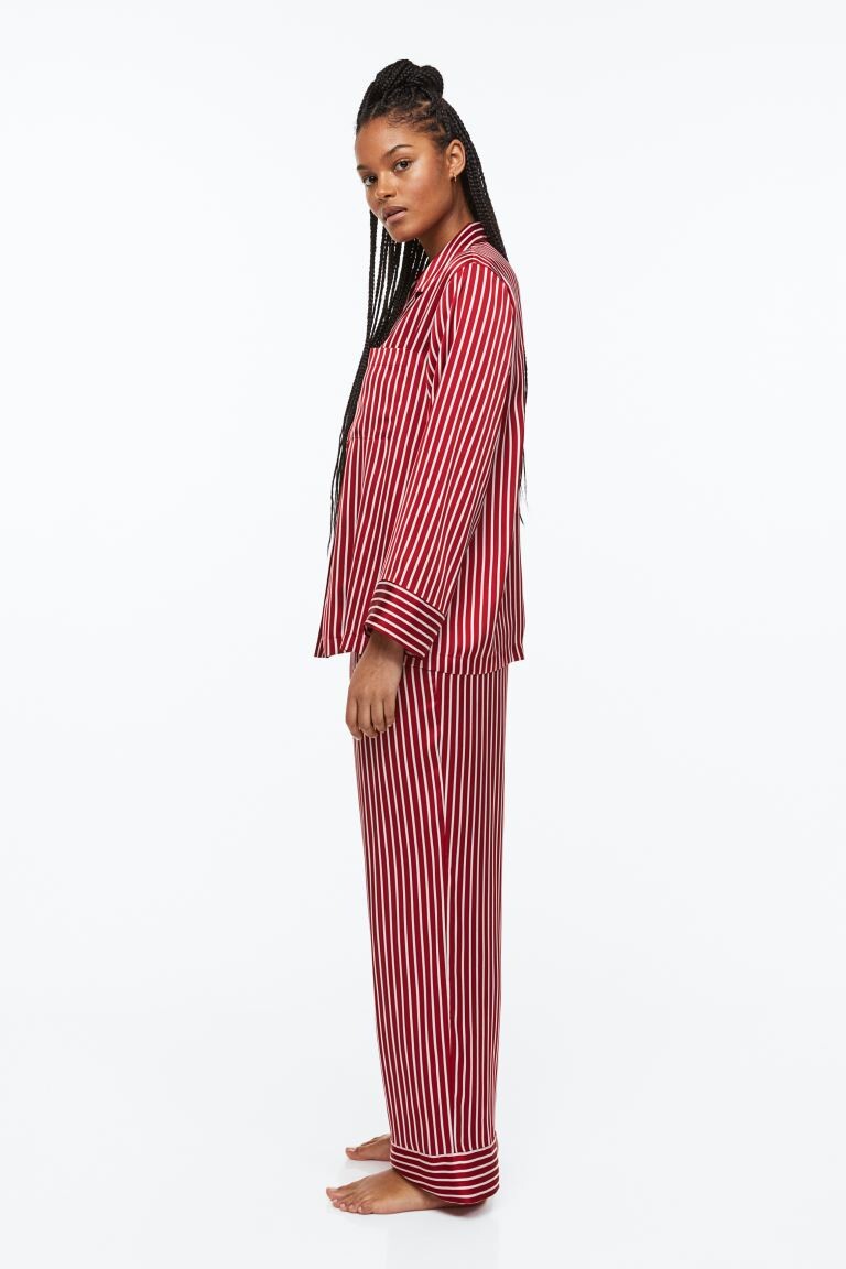 

Пижама с рубашкой и брюками H&M, красный/полосатый
