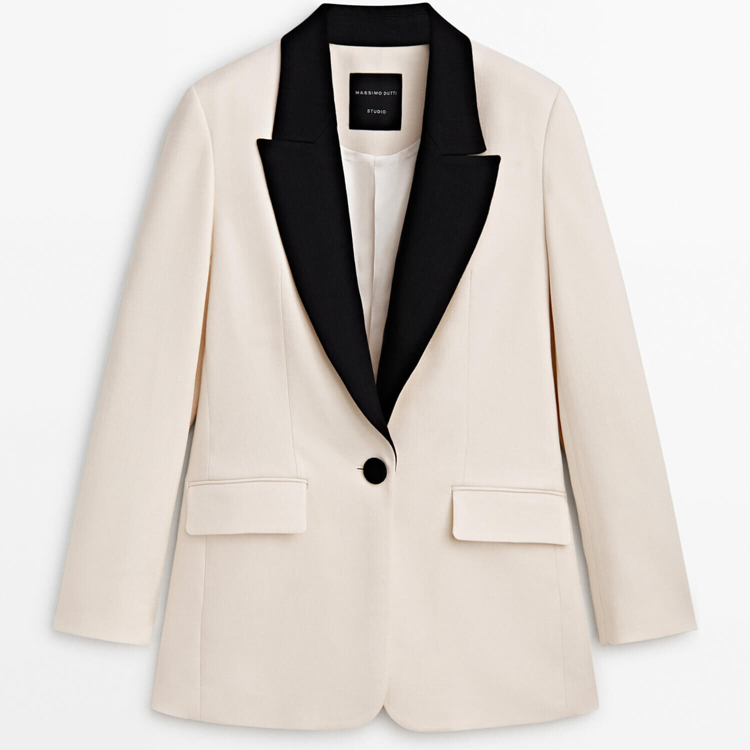 

Блейзер Massimo Dutti Contrast Tuxedo Suit– Studio, кремовый