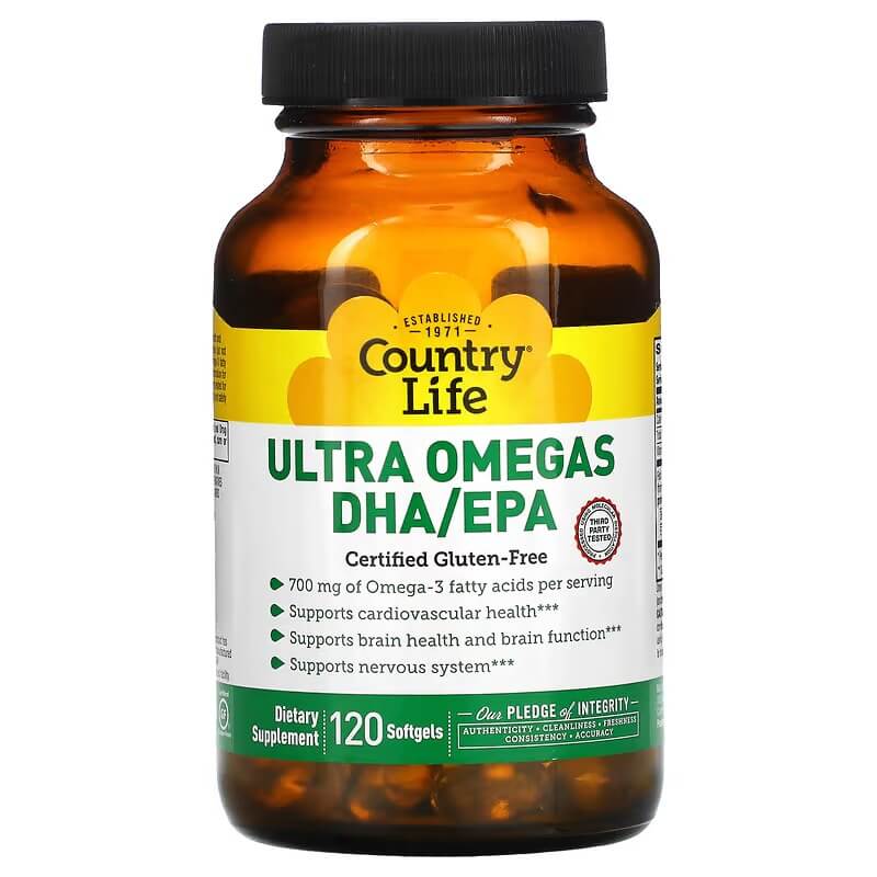 Омега DHA/EPA Country Life, 120 таблеток country life realfood organics men s daily nutrition 120 таблеток