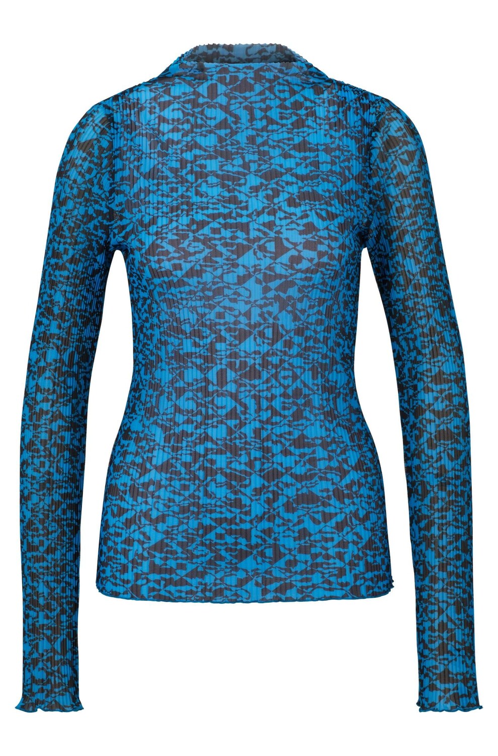 

Водолазка Boss Slim-fit In Printed Plisse Tulle, синий/черный