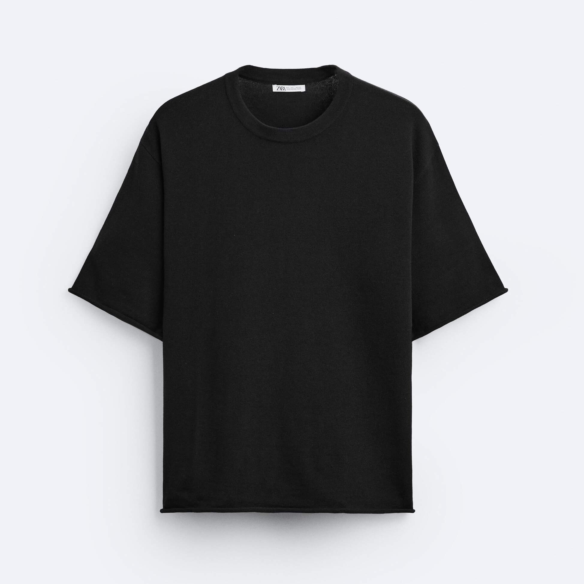 Футболка Zara Knit, черный футболка zara printed knit черный