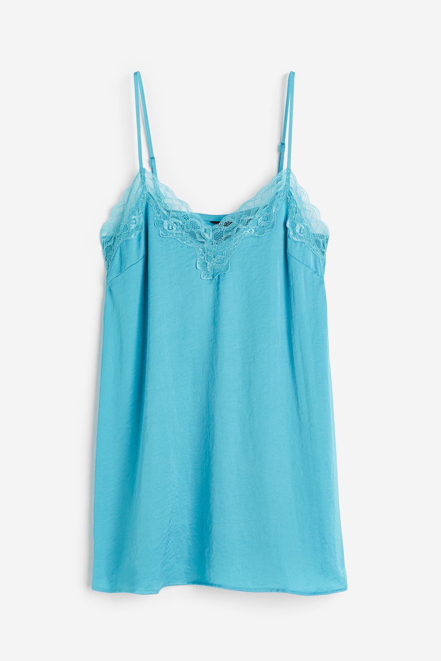 Ночная рубашка H&M Satin, бирюзовый атласная ночная рубашка h