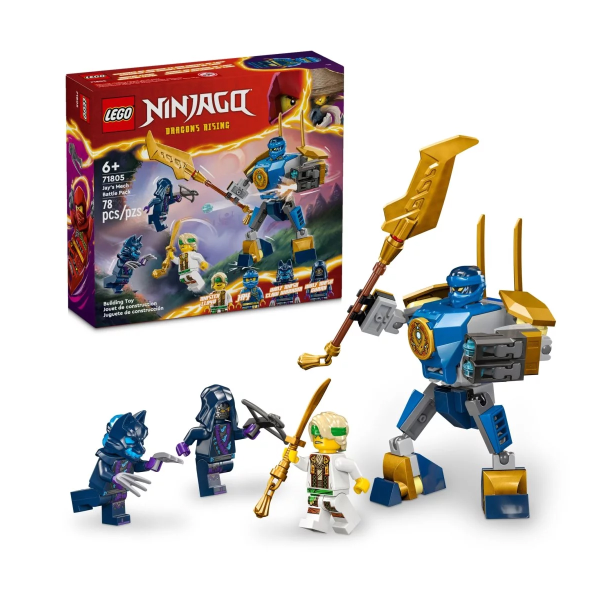 Конструктор Lego NINJAGO Jay's Mech Battle Pack 71805, 78 деталей конструктор lego ninjago zane s titan mech battle 71738