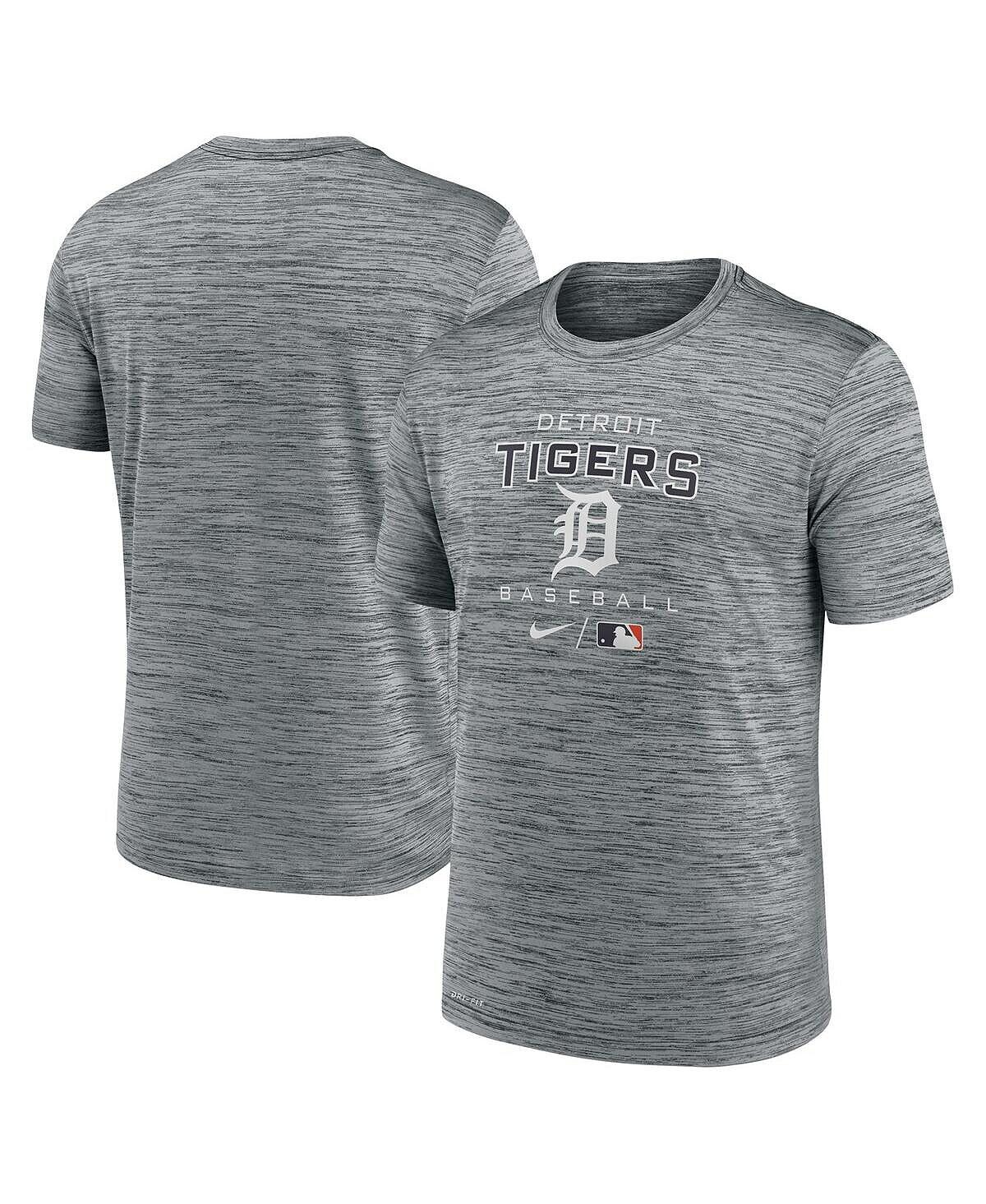 

Мужская антрацитовая футболка detroit tigers authentic collection velocity practice space-dye performance Nike