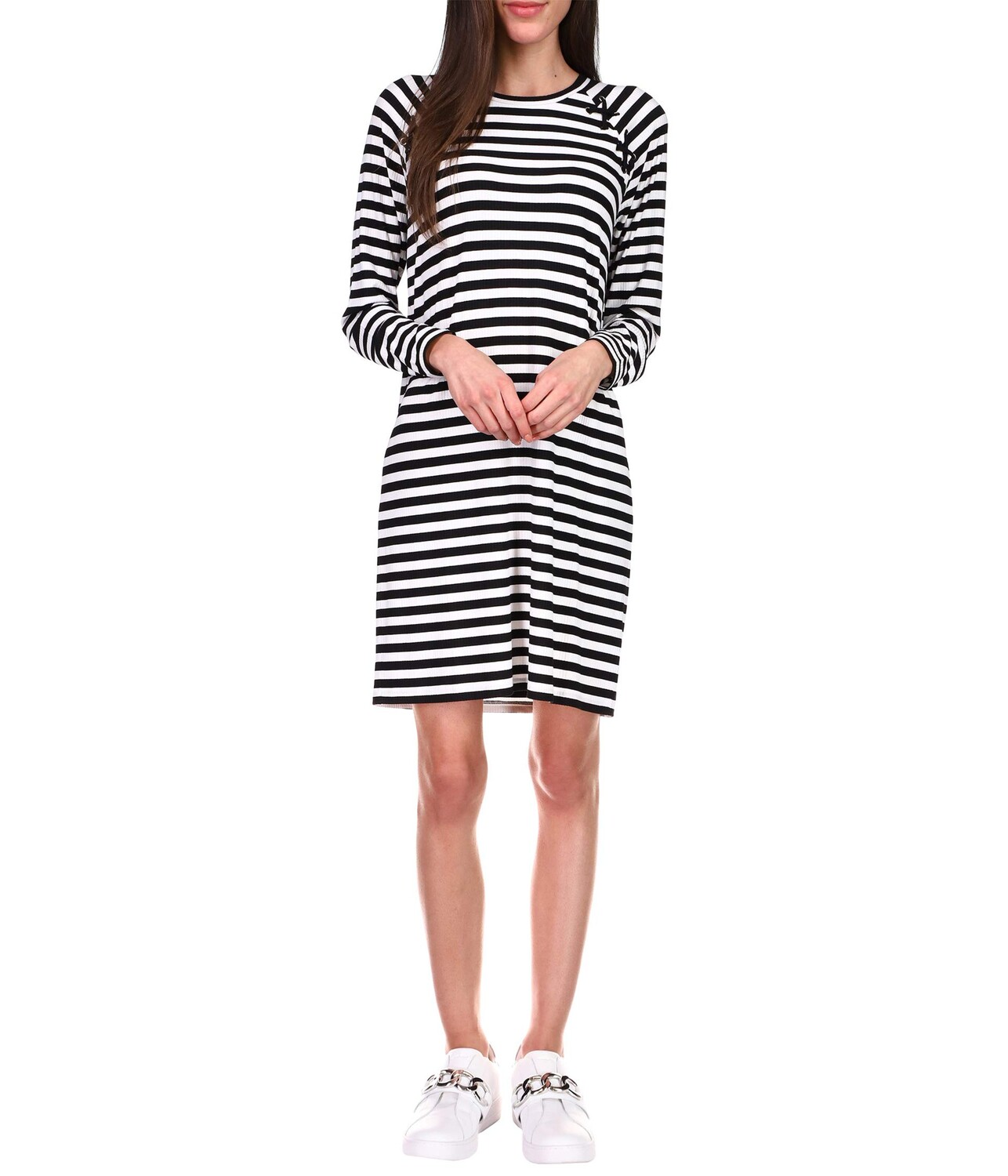 Платье MICHAEL Michael Kors, Stripe Lace-Up Long Sleeve Dress кроссовки michael michael kors irving stripe lace up black