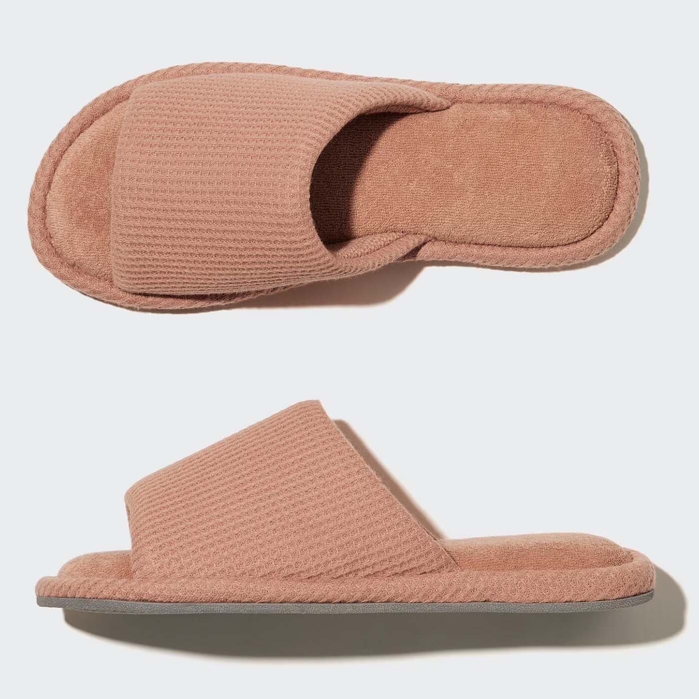 

Тапочки Uniqlo Open Toe Waffle, розовато-коричневый