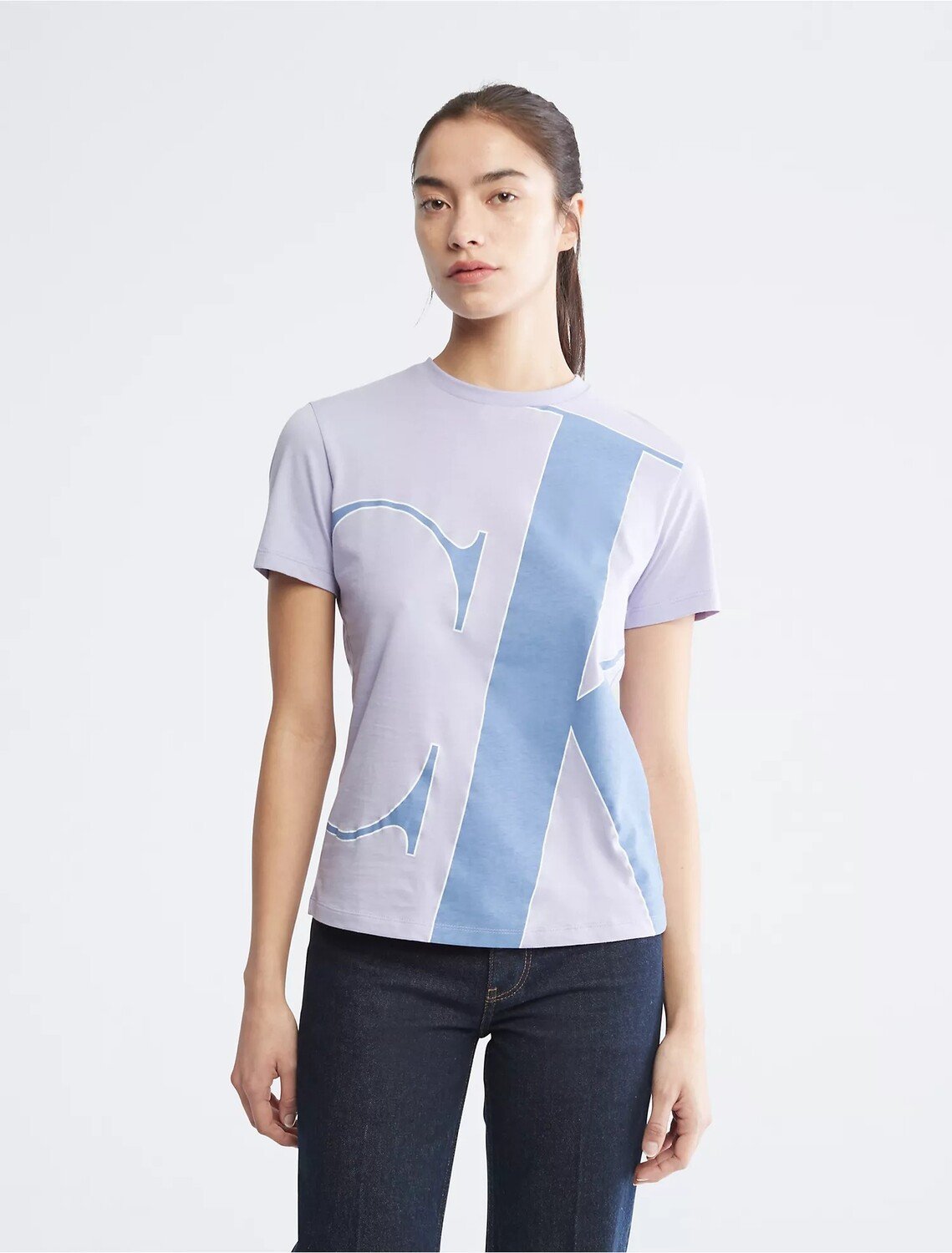 

Футболка Calvin Klein Monogram Oversized Logo Crewneck, сиреневый
