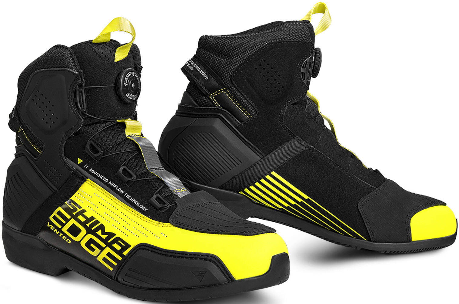 Мотоциклетные ботинки SHIMA Edge Vented с резиновой подошвой, черный/желтый