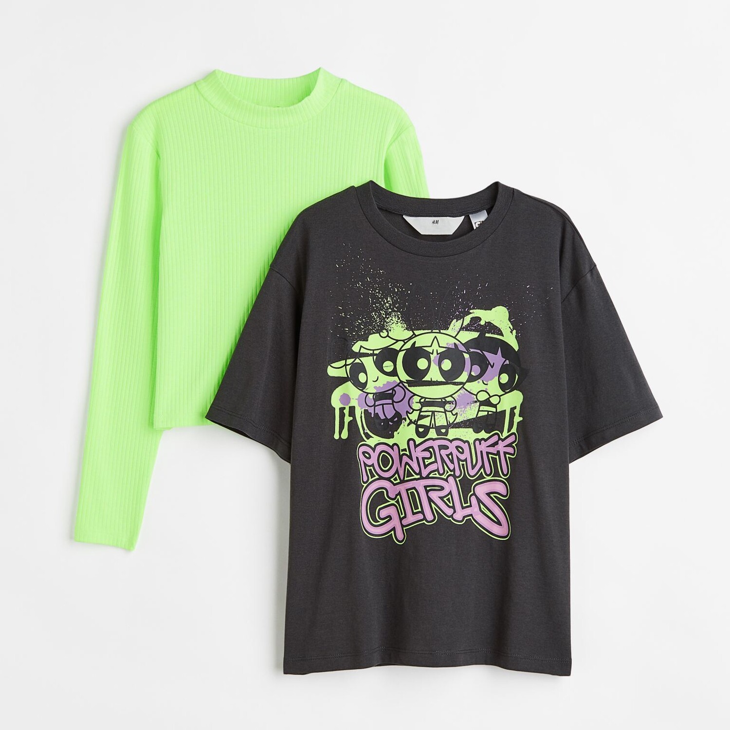 

2 комплекта топов из джерси H&M The Powerpuff Girls, темно-серый