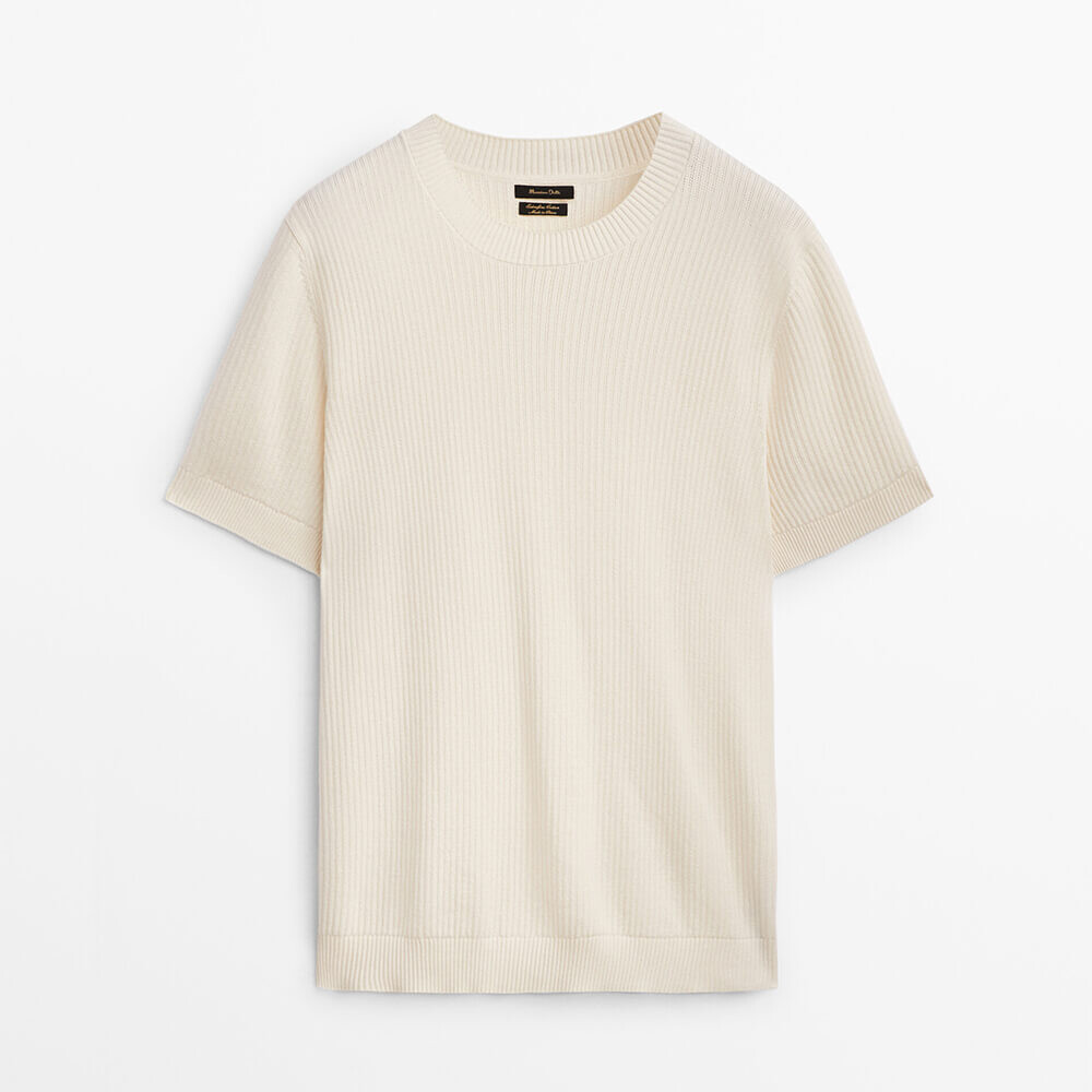 

Свитер Massimo Dutti Knit с коротким рукавом, кремовый