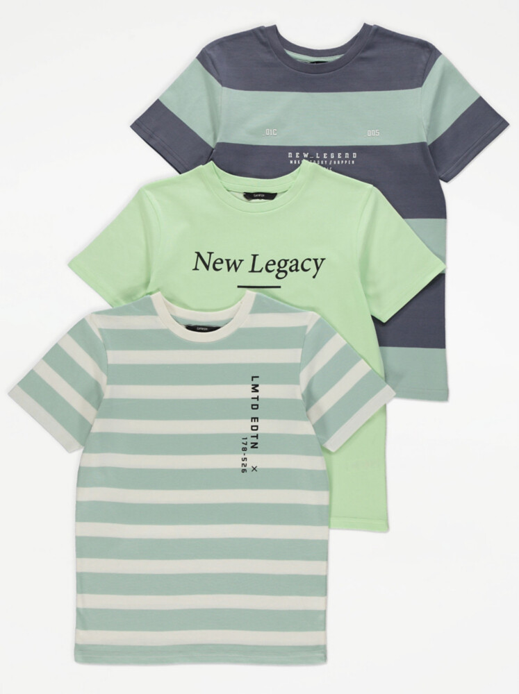 

Набор из 3 футболок New Legacy в зеленую полоску George., зеленый