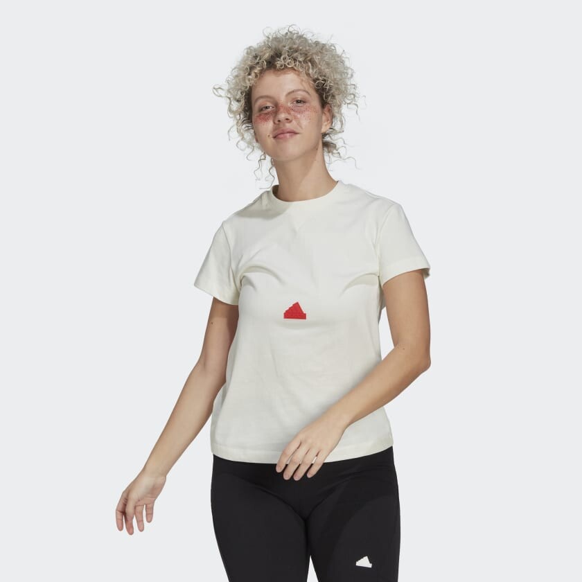 

Футболка adidas, бежевый/красный