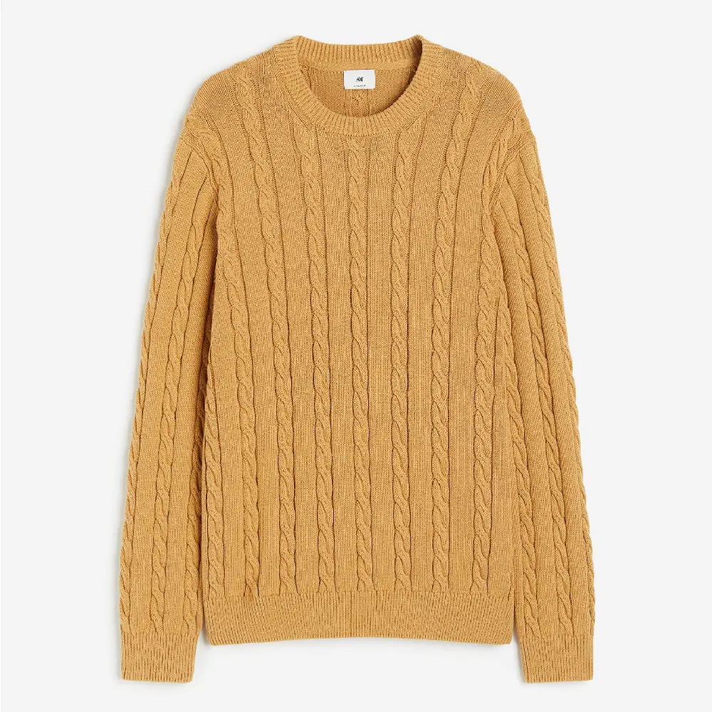 

Свитер H&M Regular Fit Cable-knit, темно-желтый