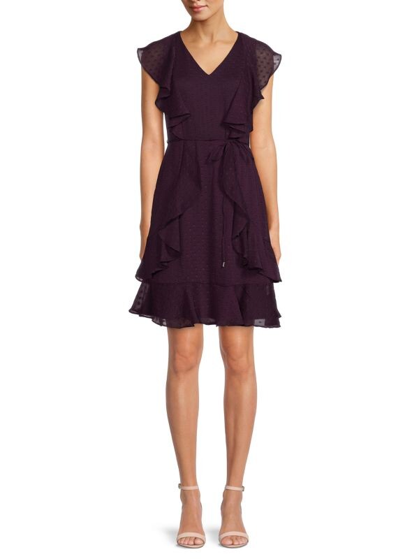 

Платье Tommy Hilfiger с оборками в швейцарский горошек, aubergine