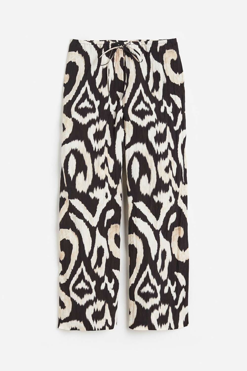 

Брюки H&M Wide-cut Pull-on, черный/белый