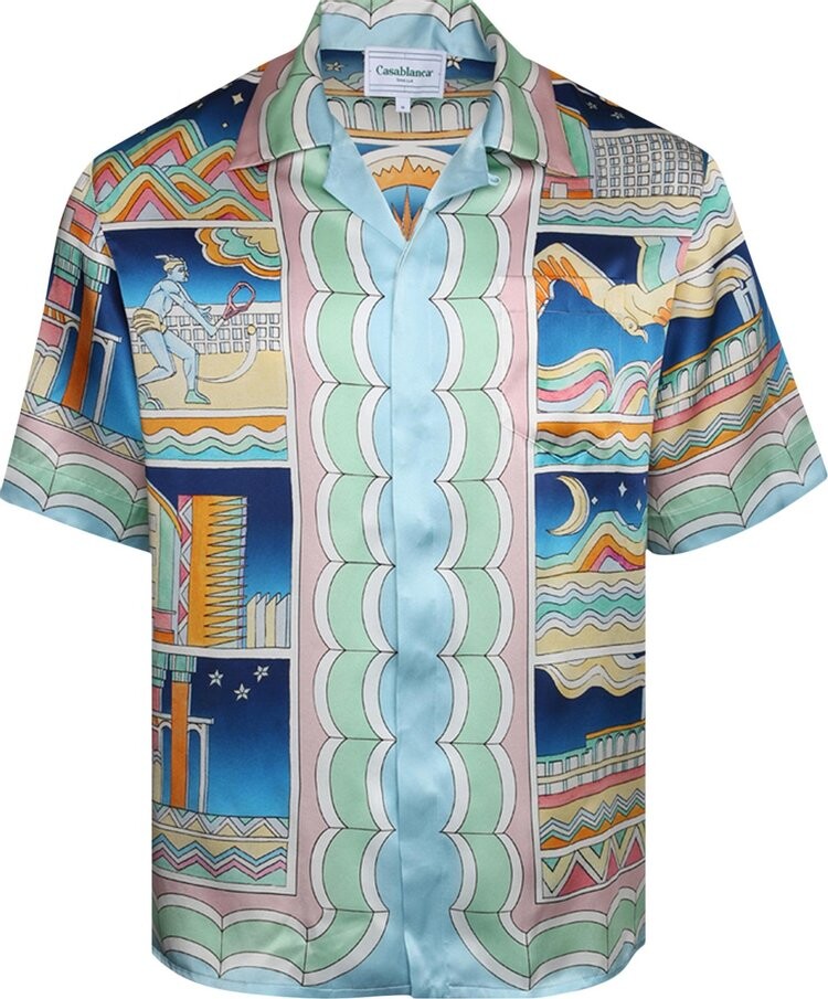 

Рубашка Casablanca Cuban Collar Short-Sleeve Shirt 'Collage', разноцветный