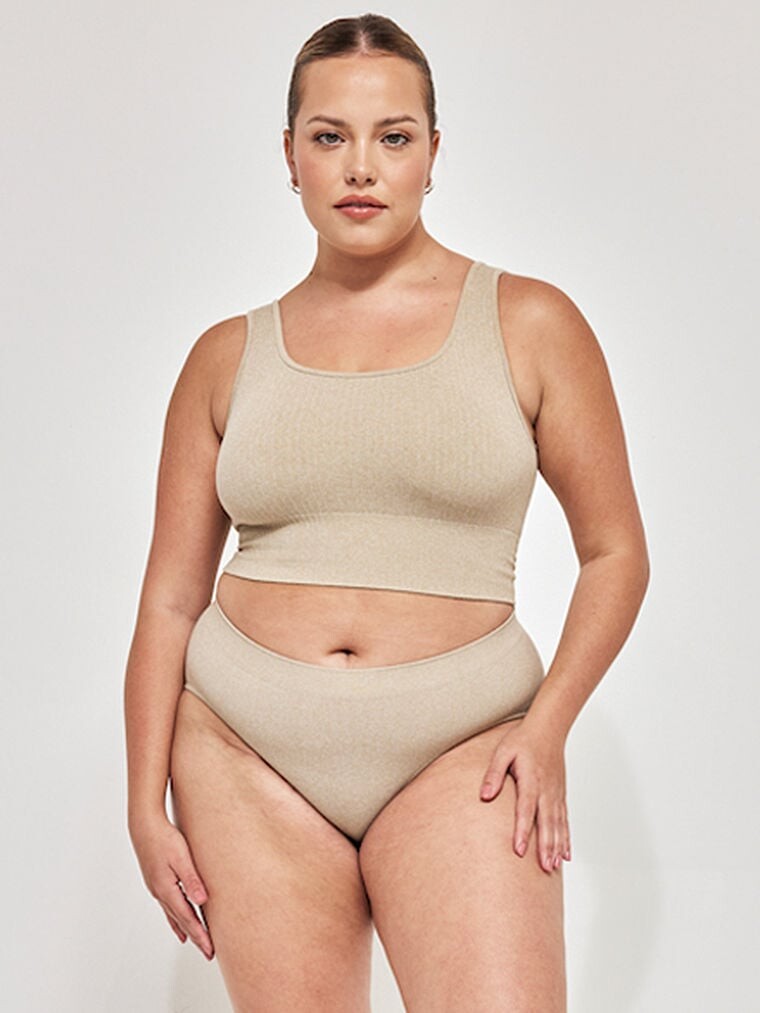 

Бюстгальтер Mindd Scoop Ribbed Bra, бежевый