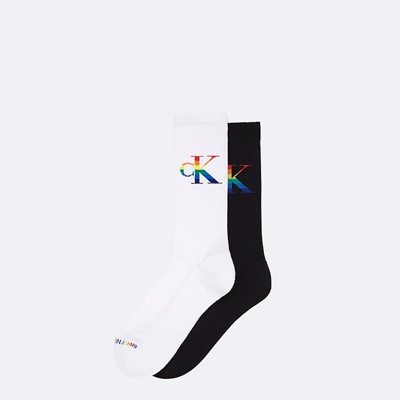 

Носки Calvin Klein Pride Monogram Logo, 2 предмета, белый/черный