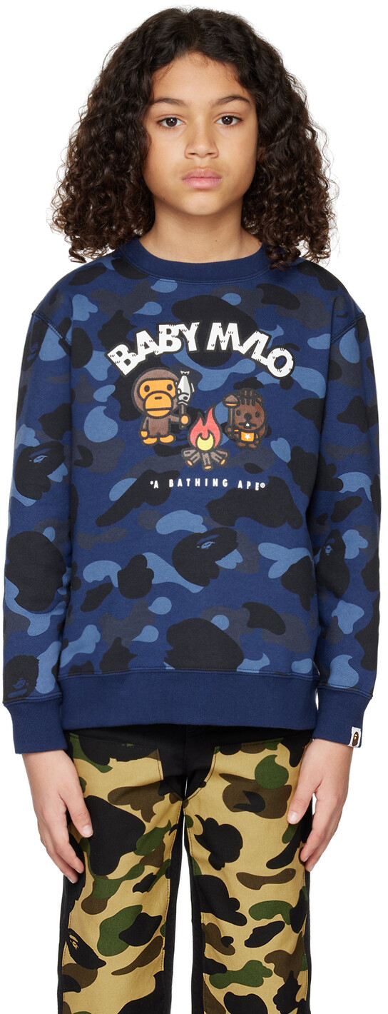 

Детская темно-синяя толстовка Camp 'Baby Milo' BAPE, Синий