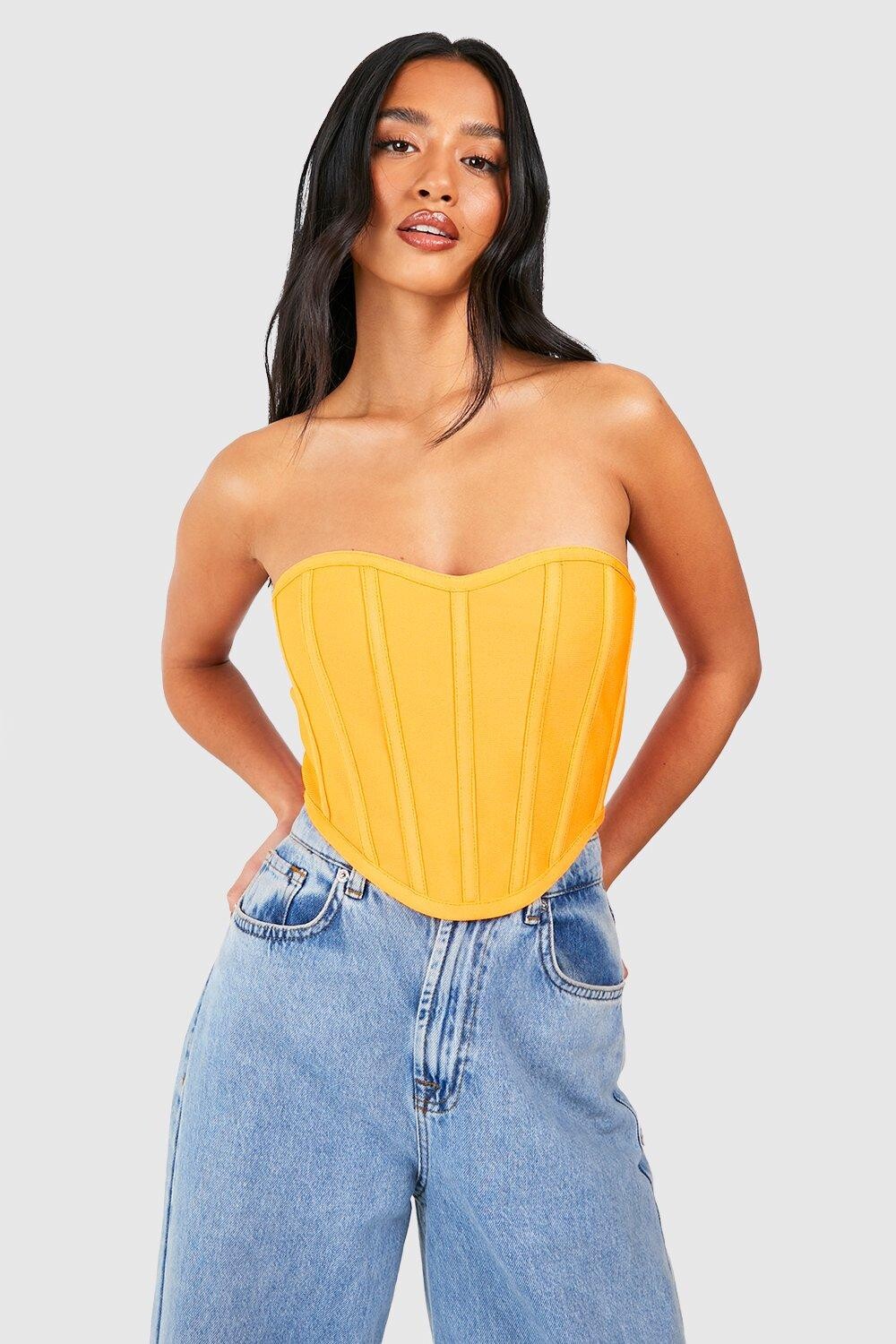 

Маленький бандо-корсетный топ-бандо Boohoo, оранжевый