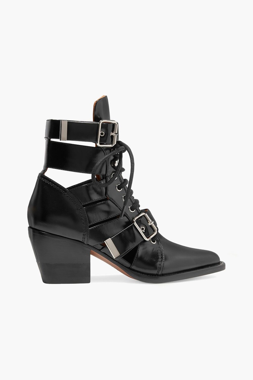 

Ботильоны Rylee из глянцевой кожи со шнуровкой и вырезом CHLOÉ, черный