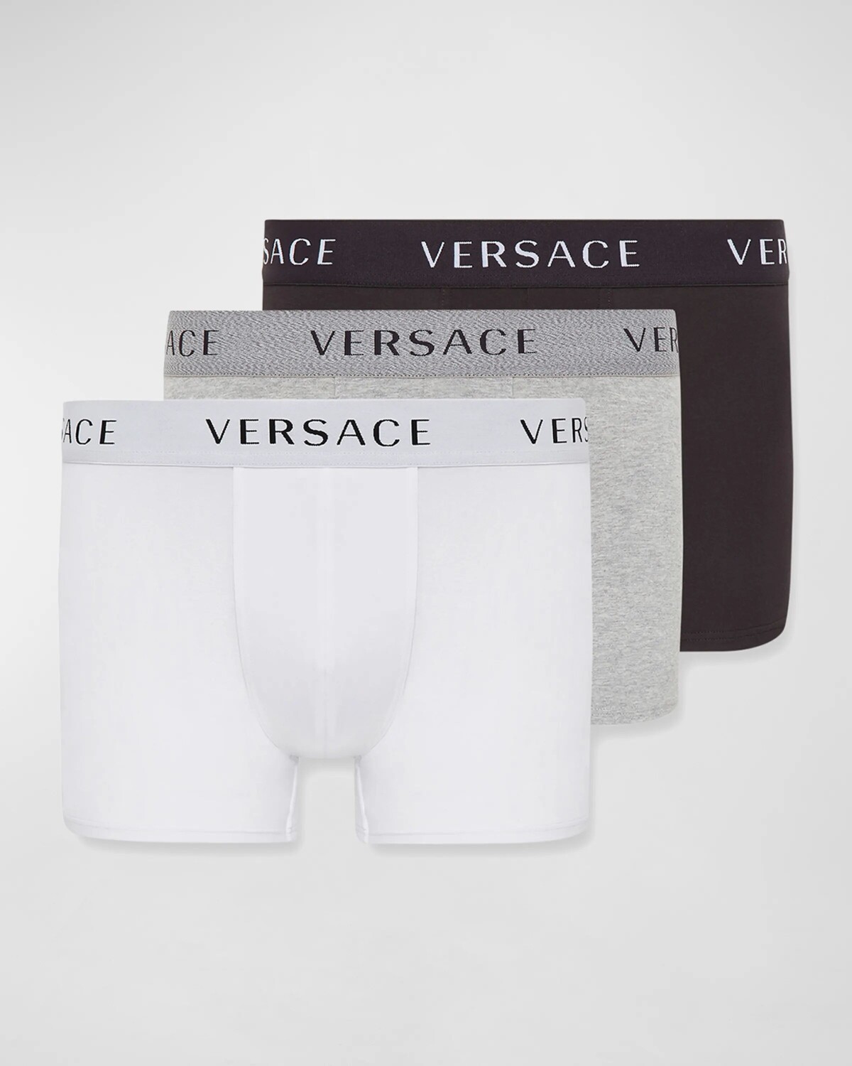 

Мужские трусы-боксеры с однотонным логотипом (3 шт.) Versace, черный