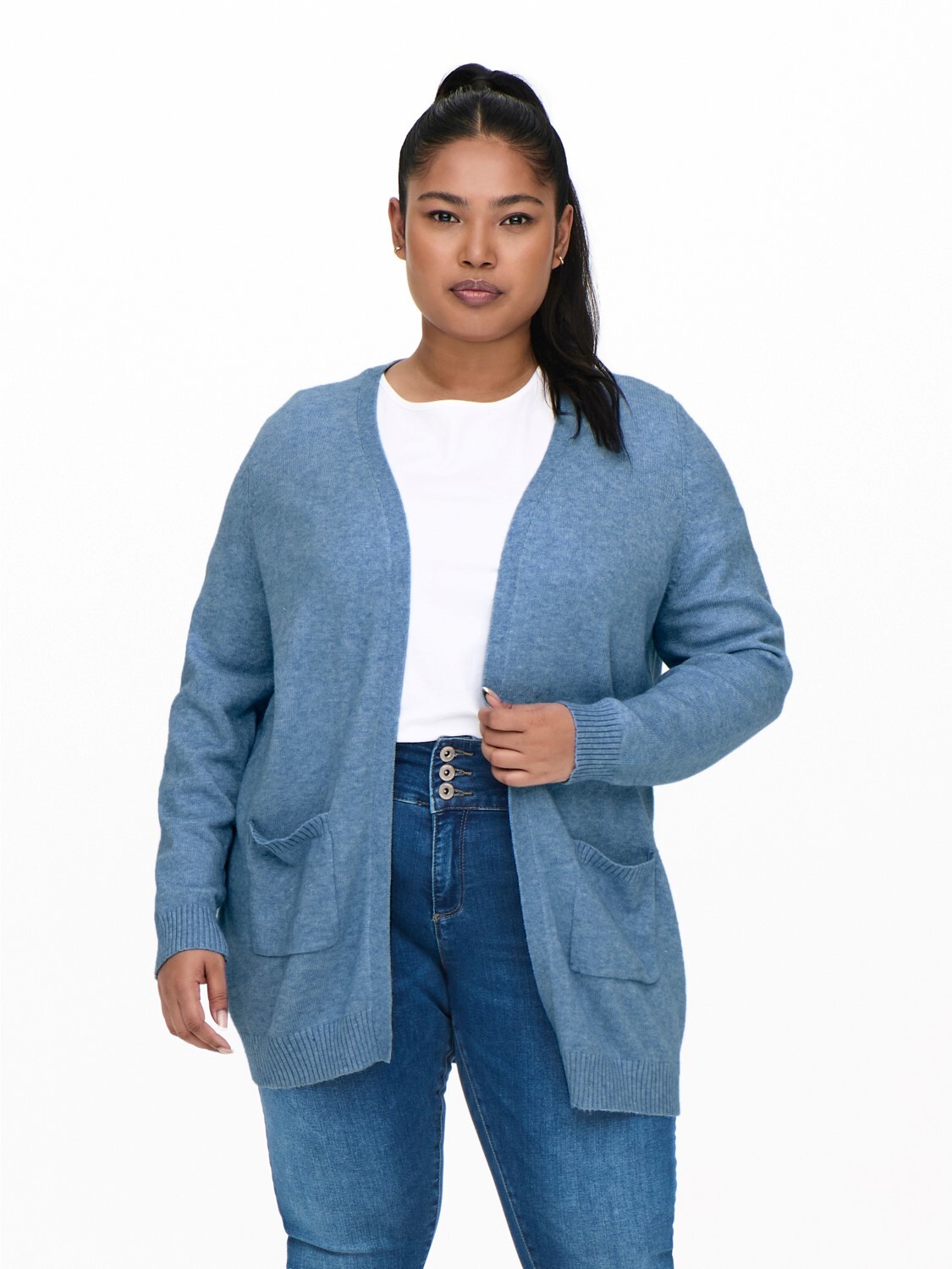 

Кардиган ONLY Strickjacke mit Taschen Plus Size Übergrößen CARESLY, синий