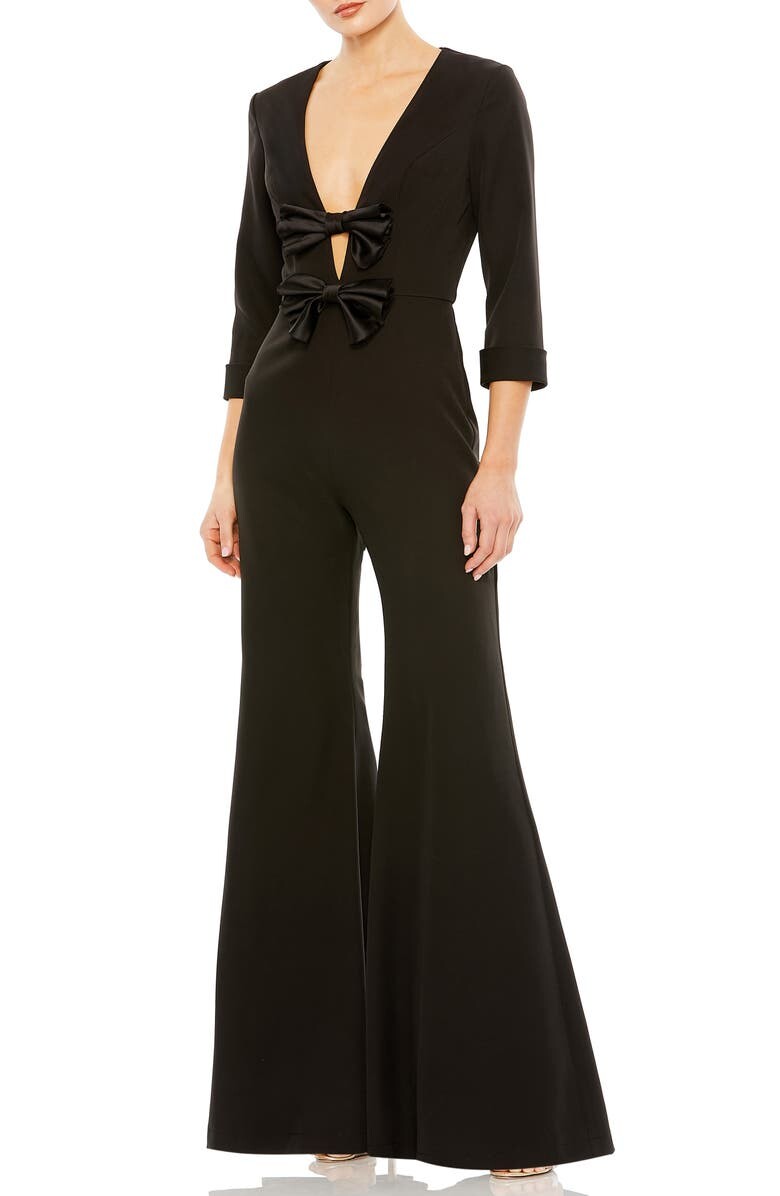 

Расклешенный комбинезон с бантом MAC DUGGAL, черный