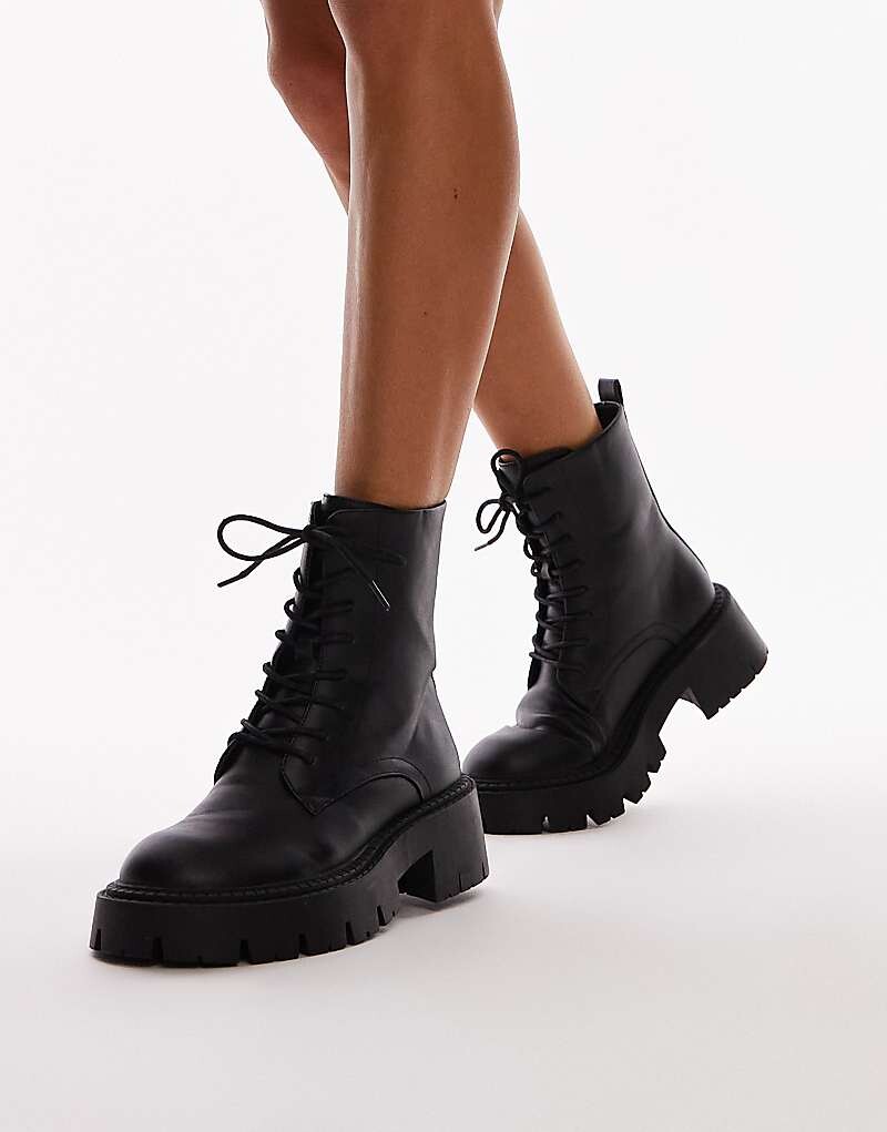 

Topshop – Lorelai – Черные туфли на шнуровке на толстой подошве