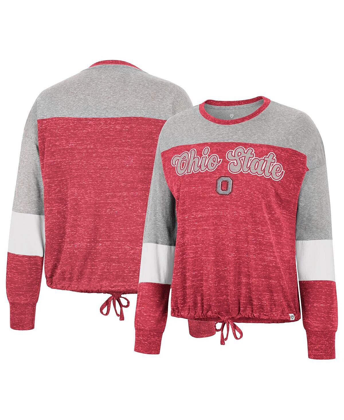 

Женская футболка Scarlet Ohio State Buckeyes Joanna с длинными рукавами и завязкой спереди Colosseum