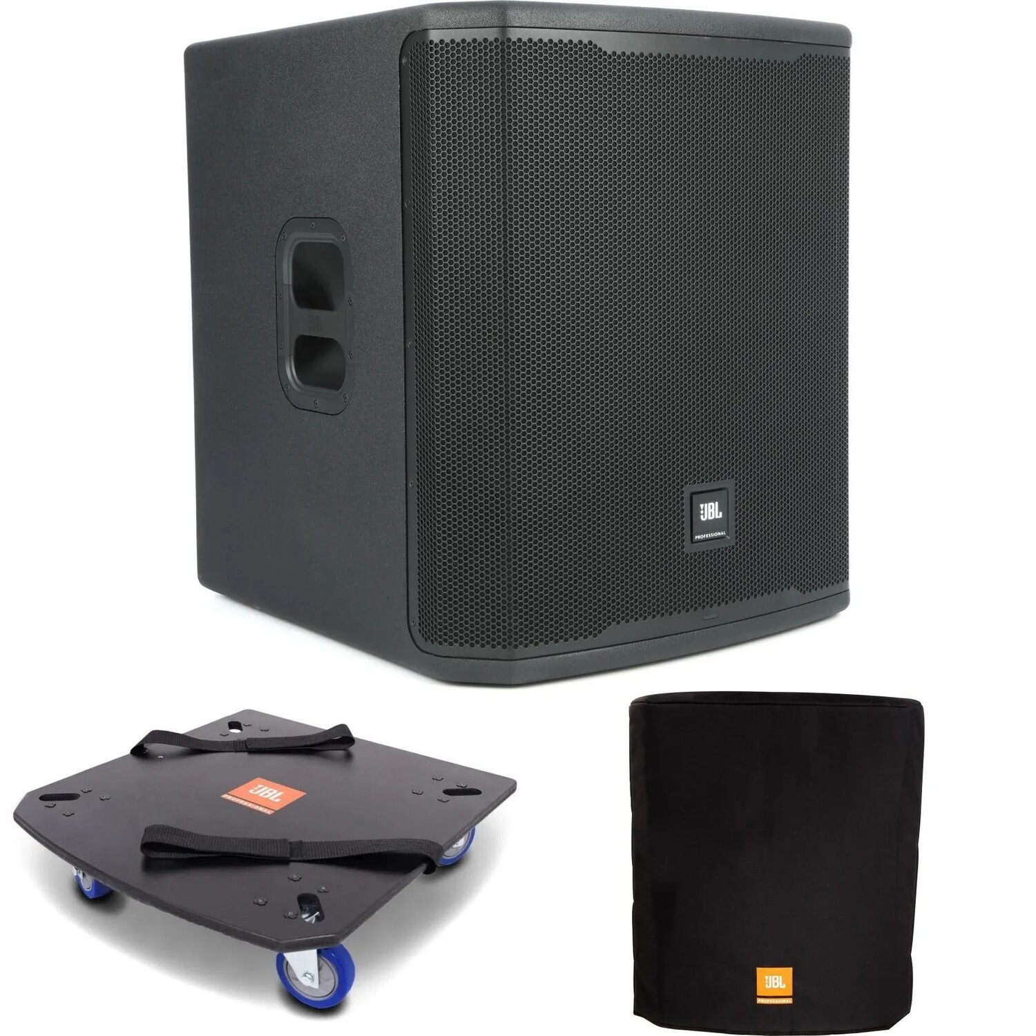 

JBL PRX918XLF 18-дюймовый активный сабвуфер с роликами и крышкой