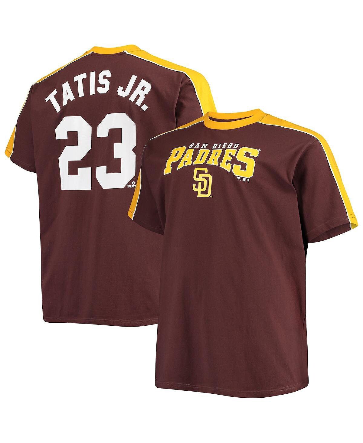 

Мужская футболка fernando tatis jr. brown, gold san diego padres big and tall fashion piping player Profile, мульти