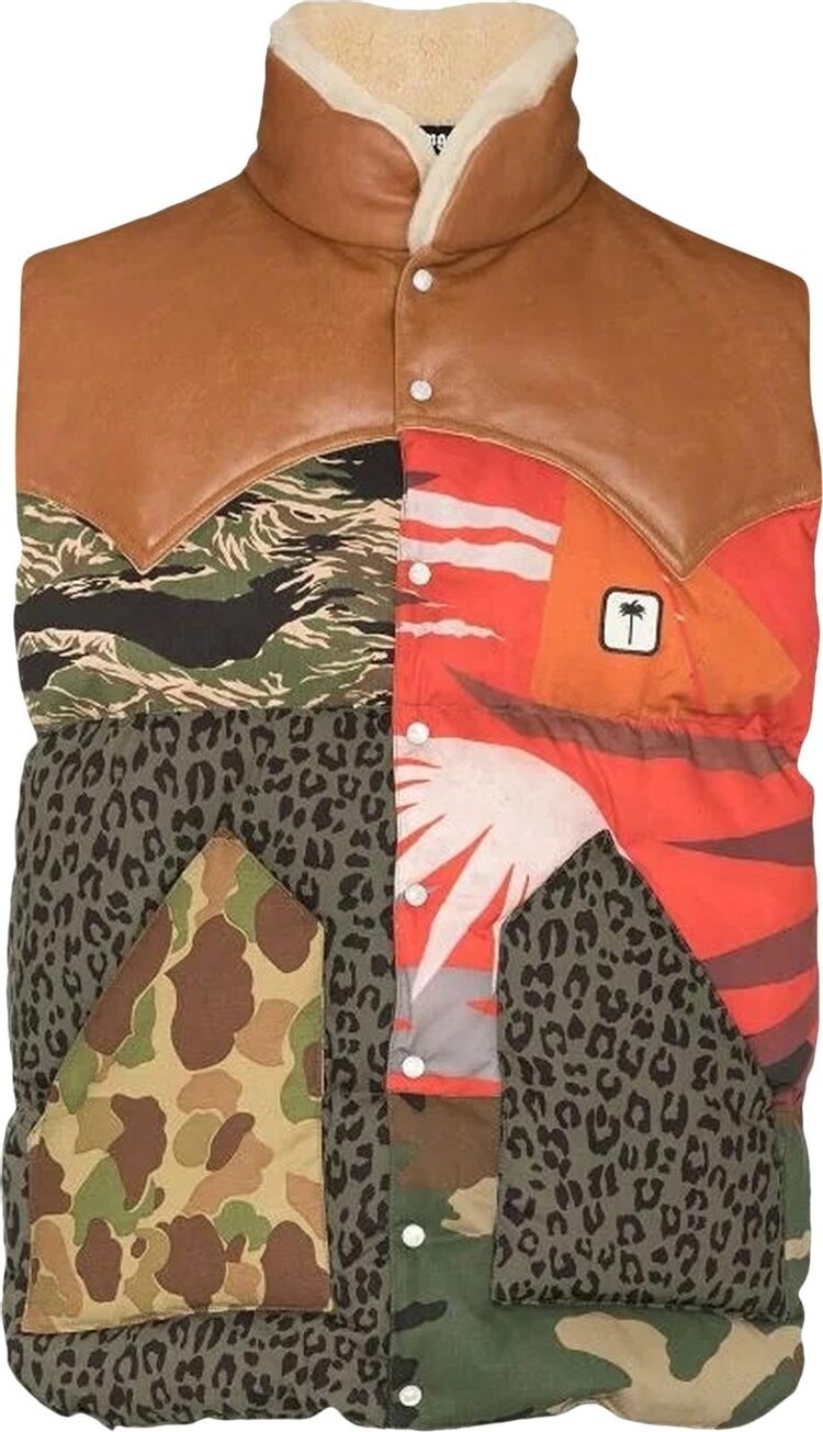 

Жилет Palm Angels Mixed Prints Down Vest 'Military/Black', зеленый