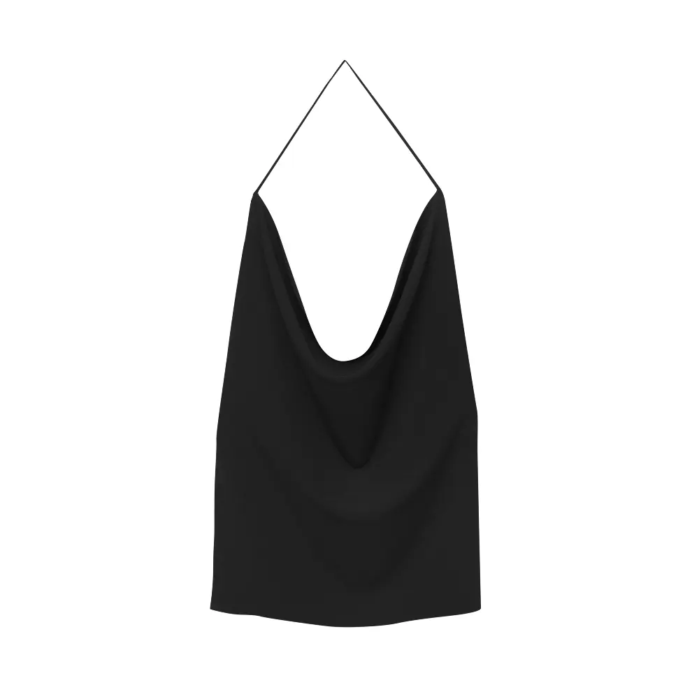 

Топ Pull&Bear Open-back Draped Halter, черный