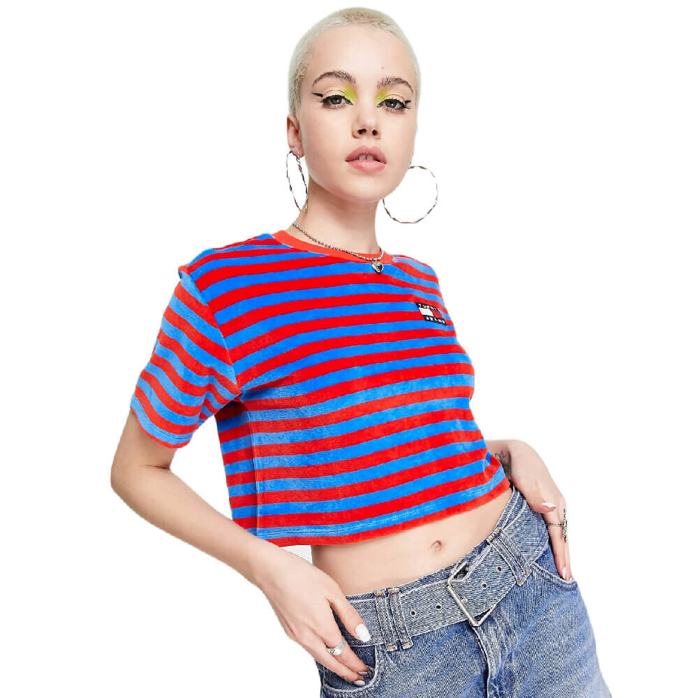 

Футболка Tommy Jeans Velour Stripe, синий/красный