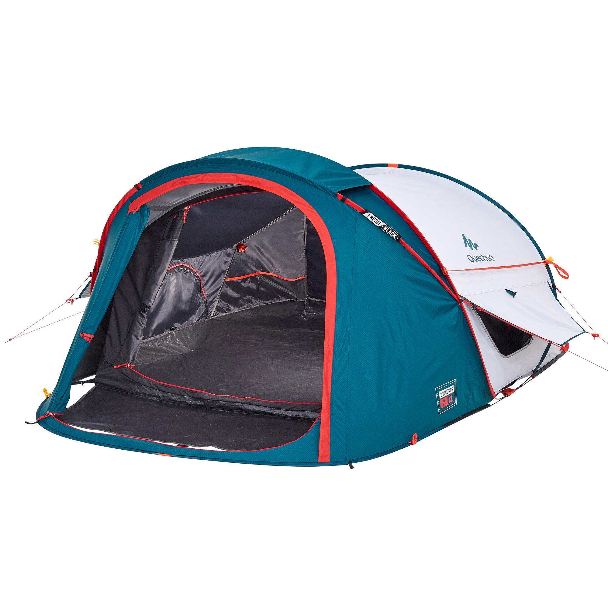 Палатка для кемпинга Quechua Fresh & Black 2 Seconds XL 2х-местная, белый/синий палатка naturehike could tourer 2х местная секция для мотоцикла grey nh19zp013 g
