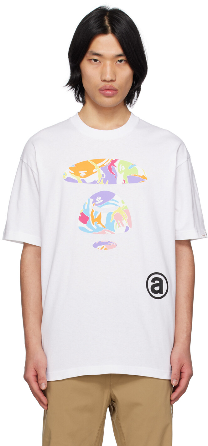 

Белая футболка с принтом AAPE by A Bathing Ape