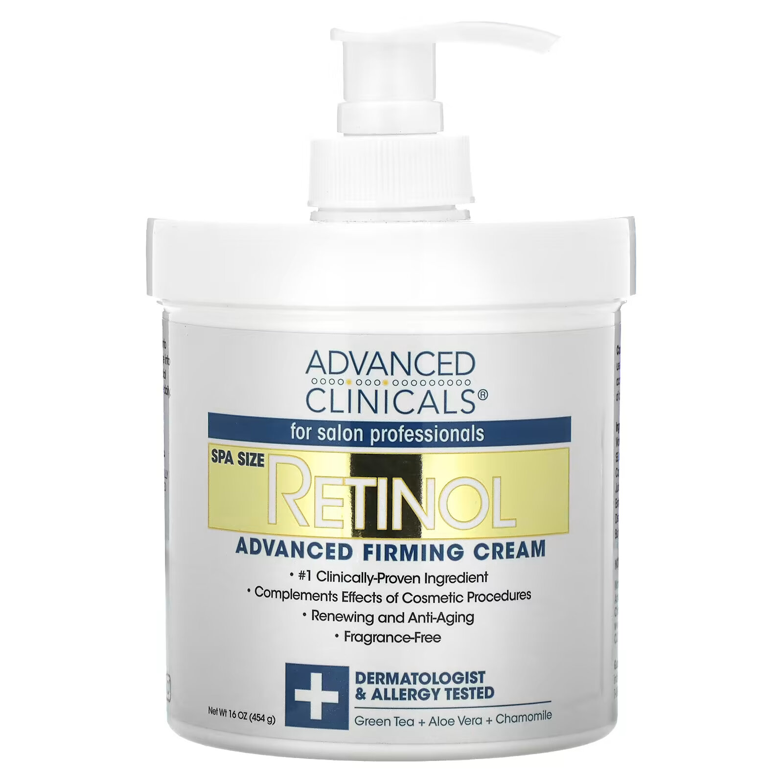 Advanced Clinicals, Retinol, укрепляющий крем с улучшенной формулой, 454 г лосьон успокаивающий advanced clinicals collagen skin 454 г