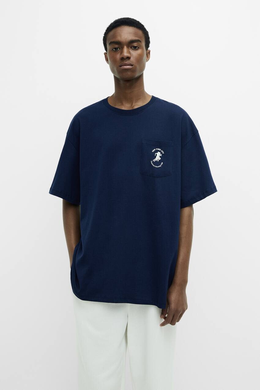 

Футболка New York с короткими рукавами Pull&Bear, военно-морской